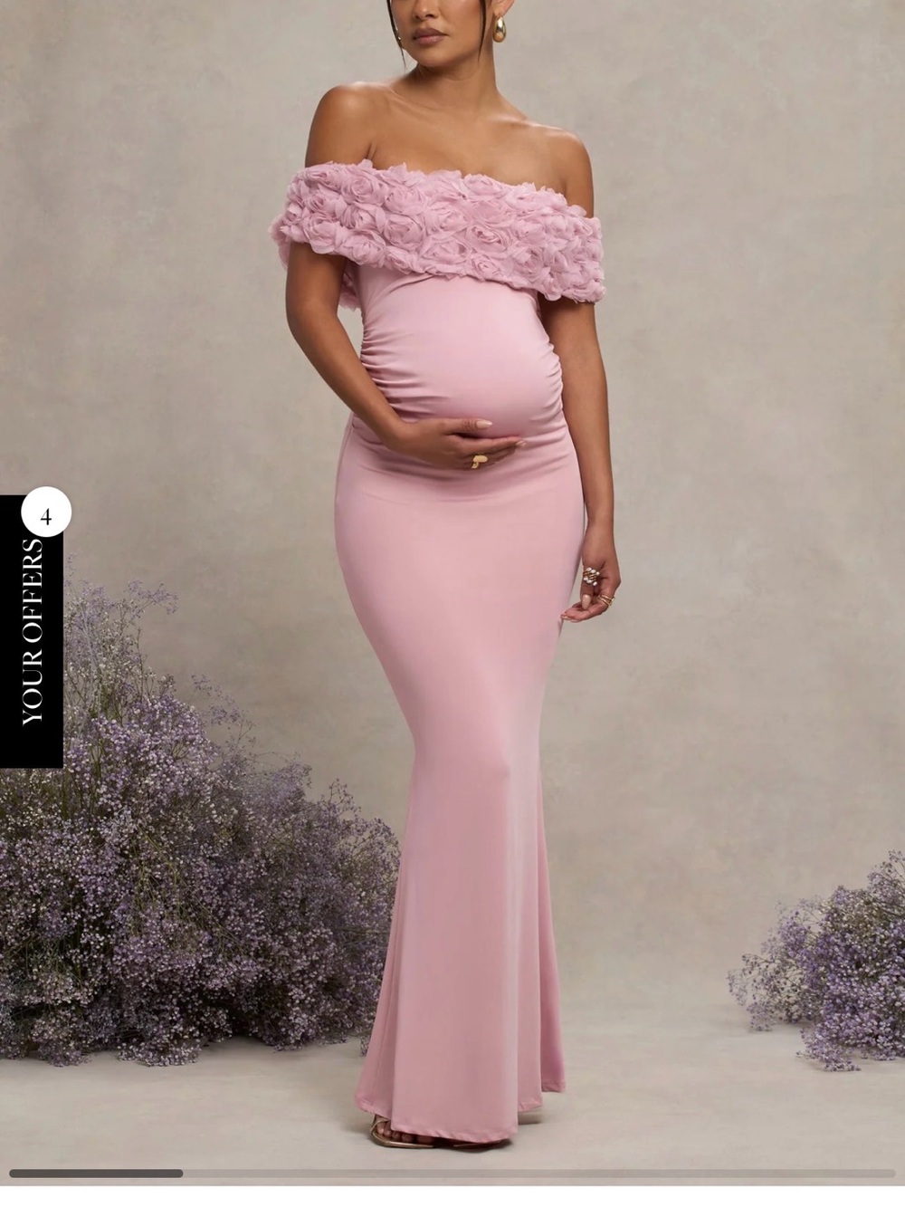 Club L London Inflorescence Blush Pink Floral Maternity Dress